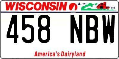 WI license plate 458NBW