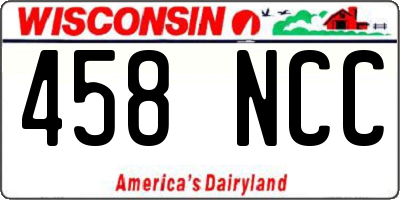 WI license plate 458NCC