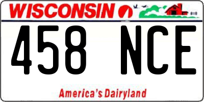 WI license plate 458NCE