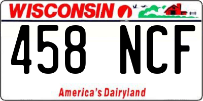 WI license plate 458NCF