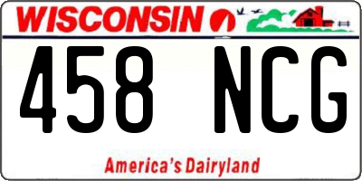 WI license plate 458NCG