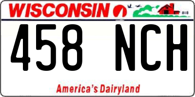 WI license plate 458NCH