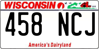 WI license plate 458NCJ