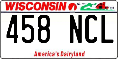 WI license plate 458NCL
