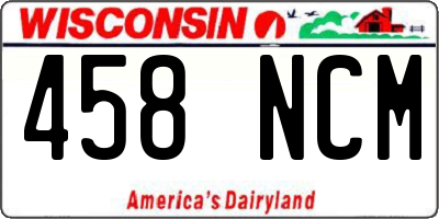 WI license plate 458NCM