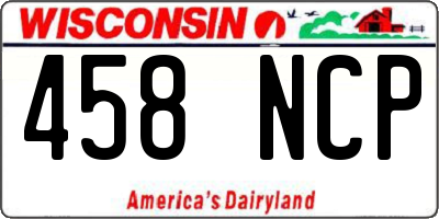 WI license plate 458NCP
