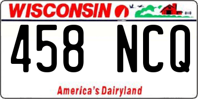 WI license plate 458NCQ