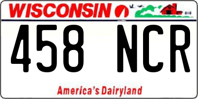 WI license plate 458NCR