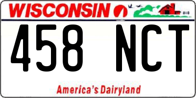 WI license plate 458NCT