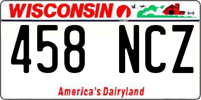 WI license plate 458NCZ