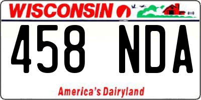 WI license plate 458NDA