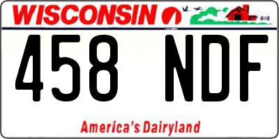 WI license plate 458NDF