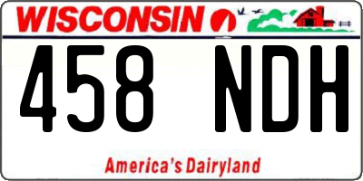 WI license plate 458NDH