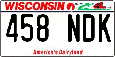 WI license plate 458NDK