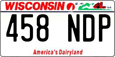 WI license plate 458NDP