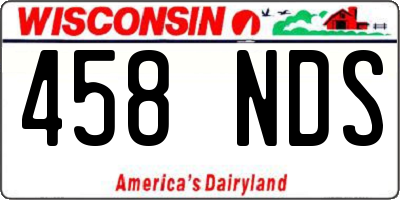 WI license plate 458NDS