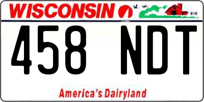 WI license plate 458NDT