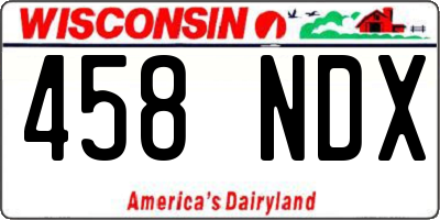 WI license plate 458NDX