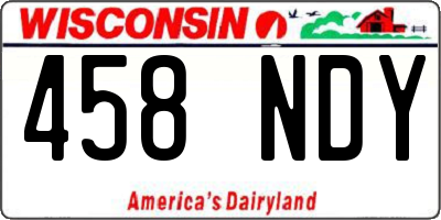WI license plate 458NDY
