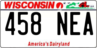 WI license plate 458NEA