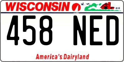 WI license plate 458NED