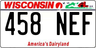 WI license plate 458NEF