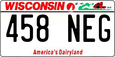 WI license plate 458NEG