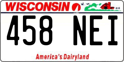 WI license plate 458NEI