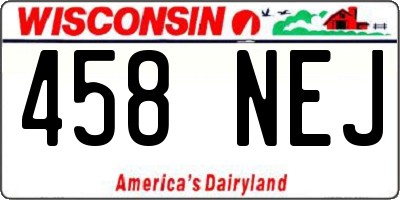 WI license plate 458NEJ