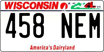 WI license plate 458NEM