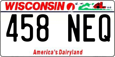 WI license plate 458NEQ