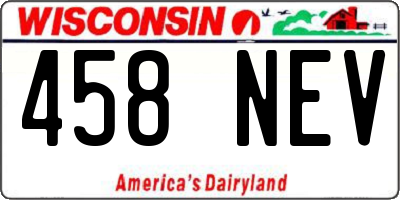 WI license plate 458NEV