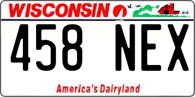 WI license plate 458NEX