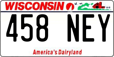 WI license plate 458NEY