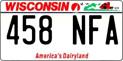 WI license plate 458NFA