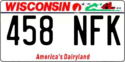 WI license plate 458NFK