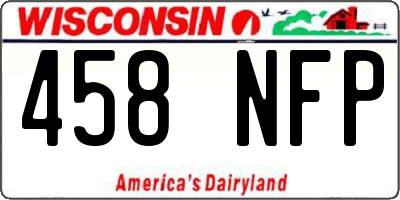 WI license plate 458NFP