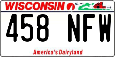 WI license plate 458NFW