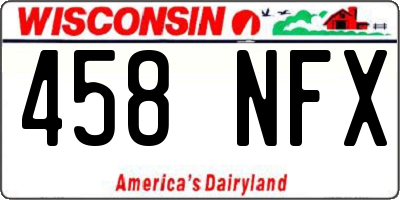 WI license plate 458NFX