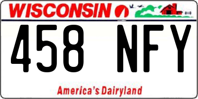 WI license plate 458NFY