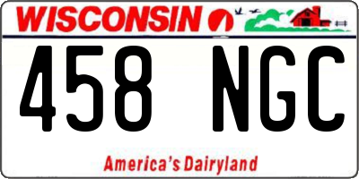 WI license plate 458NGC