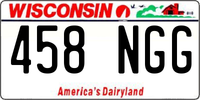 WI license plate 458NGG