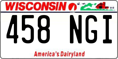 WI license plate 458NGI