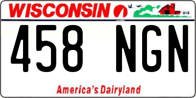 WI license plate 458NGN