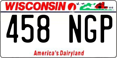 WI license plate 458NGP