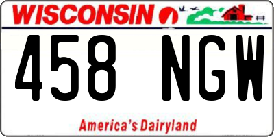 WI license plate 458NGW