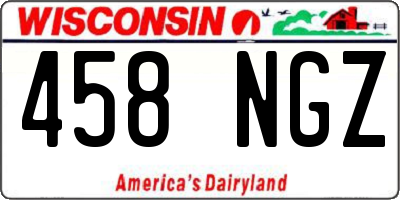 WI license plate 458NGZ