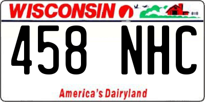 WI license plate 458NHC