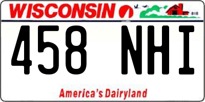 WI license plate 458NHI