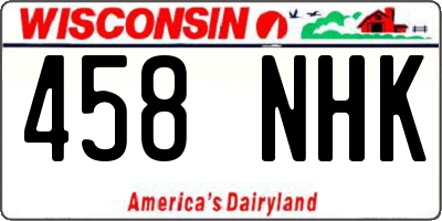 WI license plate 458NHK